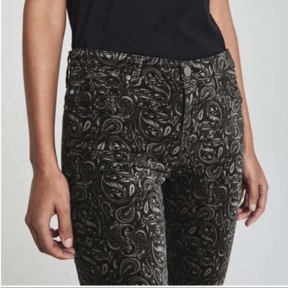 AG for Anthropologie paisley print velvet The Stevie High Waist ankle pant - Picture 1 of 4